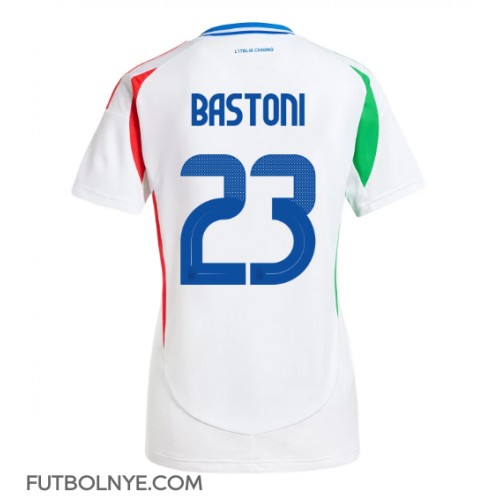 Camiseta Italia Alessandro Bastoni #23 Visitante Equipación para mujer Eurocopa 2024 manga corta